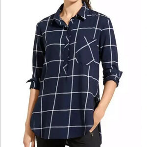 Athleta Presidio Tunic, Navy/White Size Small